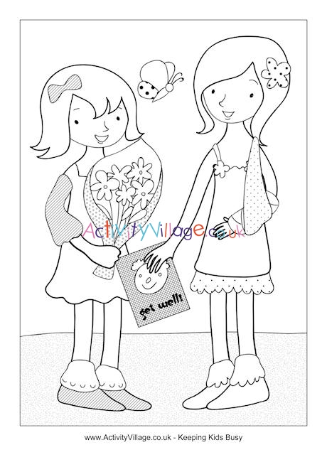 Get Well Soon colouring page