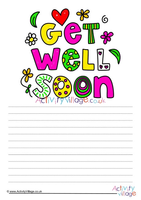 Get well soon writing paper