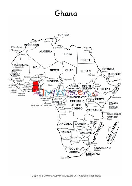 Ghana on map of Africa