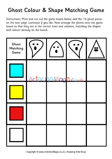 Ghost colour and shape matching game