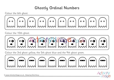 Ghost Ordinal Numbers Worksheet 2