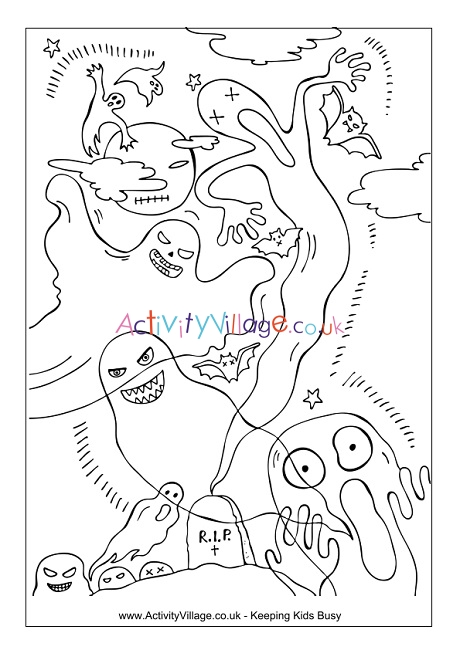 Ghosts colouring page