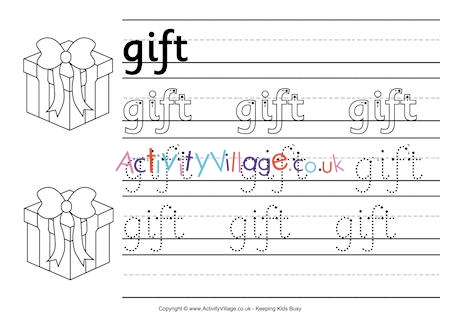 Gift handwriting worksheet