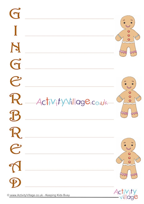 Gingerbread Acrostic Poem Printable