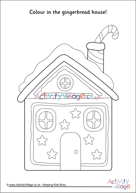Gingerbread house colouring page