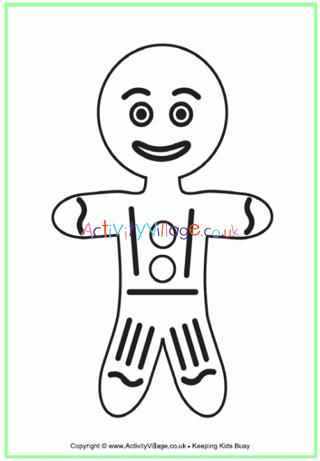 Gingerbread man colouring page 2
