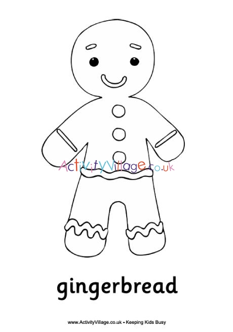 Gingerbread man colouring page