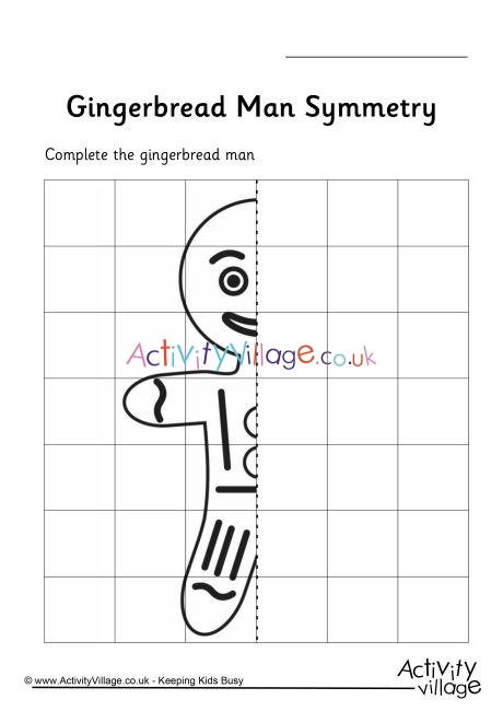 Gingerbread man symmetry worksheet
