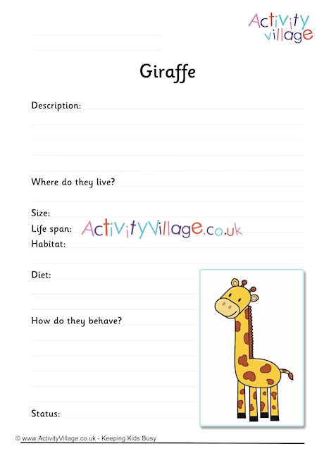Giraffe Worksheet