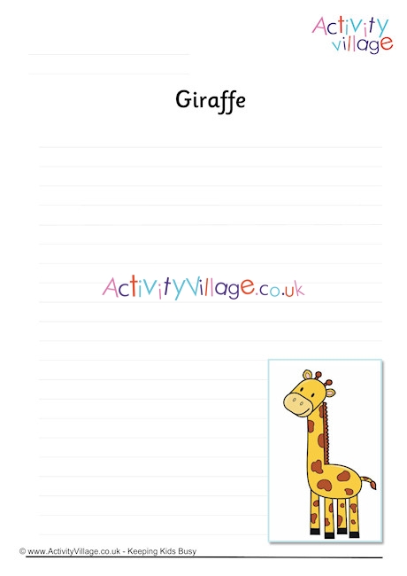 Giraffe Writing Page