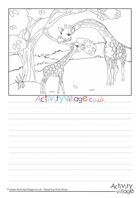 Giraffes Scene Story Paper