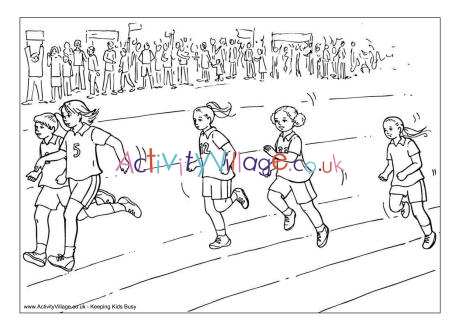 Girls sprint colouring page