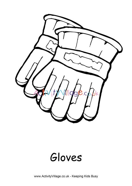 Gloves colouring page