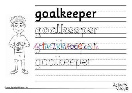 Goalkeeper Handwriting Worksheet