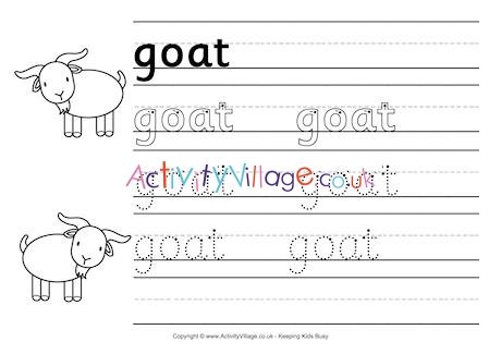 Goat handwriting worksheet