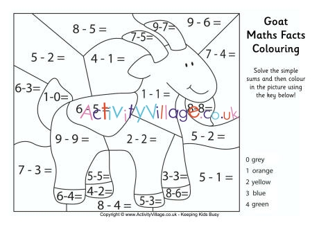 Goat maths facts colouring page