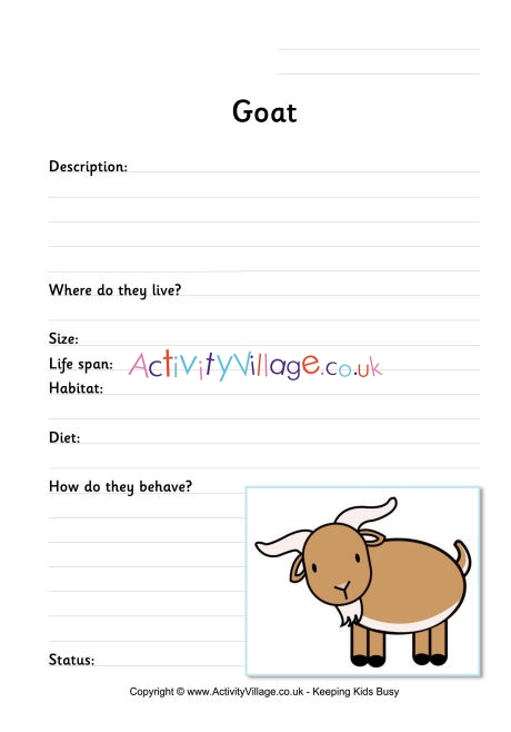 Goat worksheet