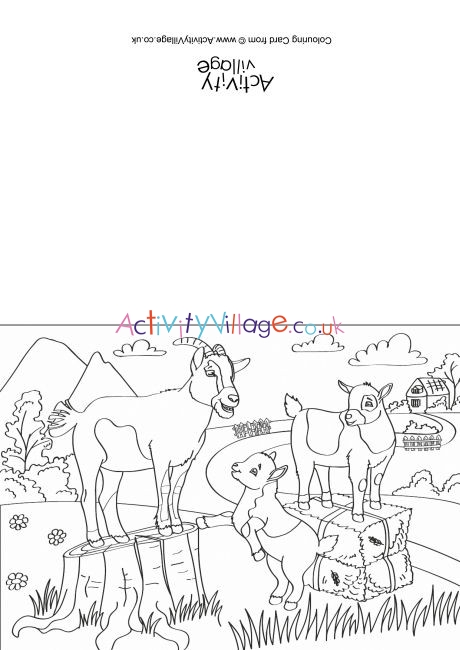 Goats Scene Colouring Card