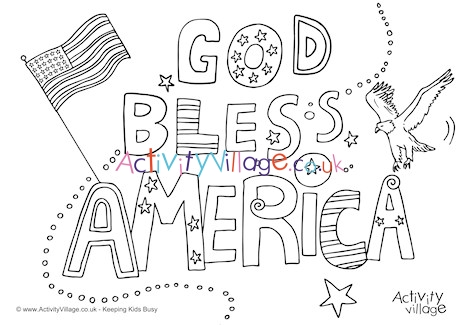 God Bless America Colouring Page