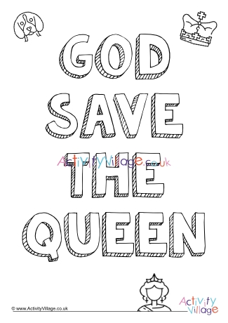 God Save the Queen colouring page