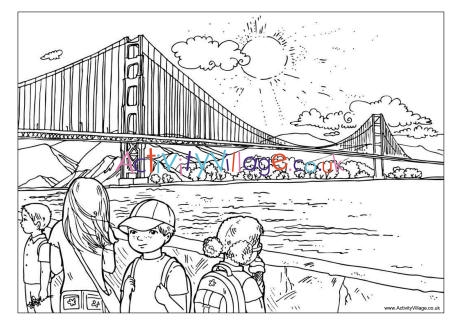Golden Gate Bridge colouring page