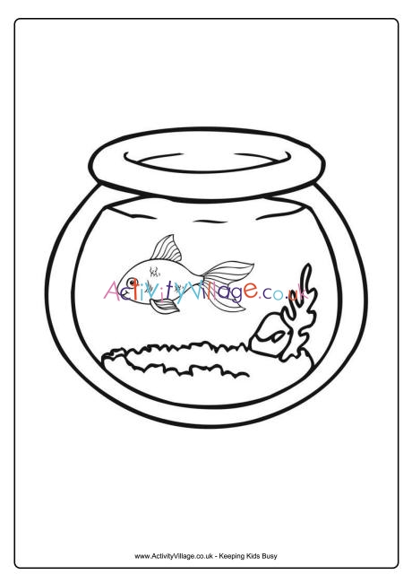 Goldfish bowl colouring page