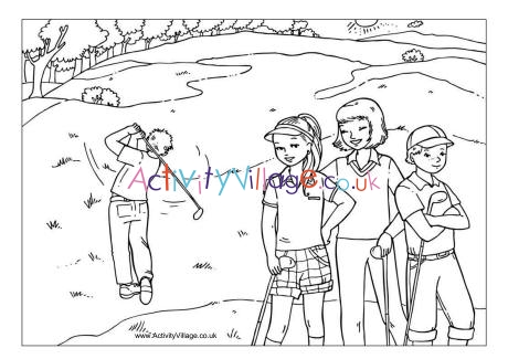 Golf colouring page 2