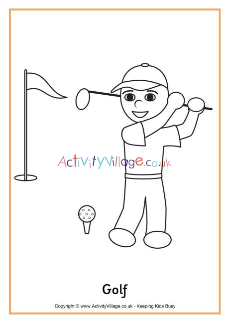 Golf colouring page