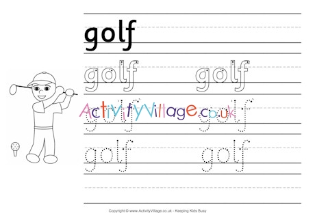 Golf handwriting worksheet