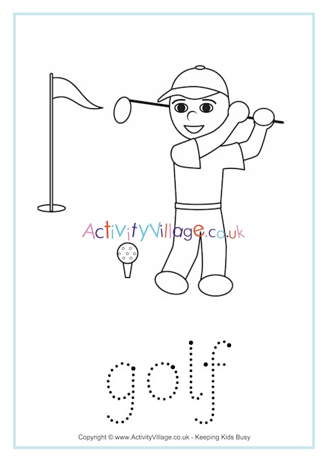 Golf tracing worksheet