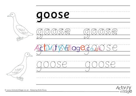 Goose Handwriting Worksheet