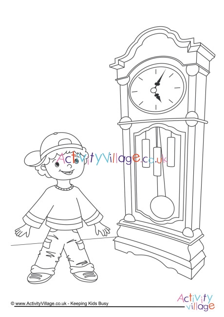 Grandfather Clock Colouring Page