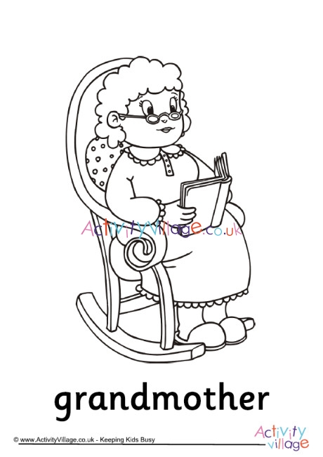 Grandmother colouring page