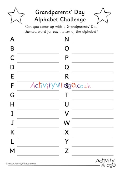 Grandparents Day Alphabet Challenge