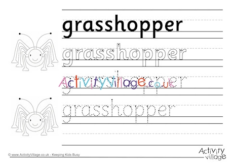 Grasshopper Handwriting Worksheet