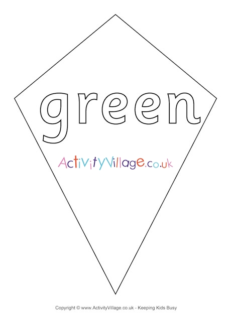 Green kite colouring page