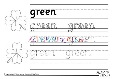 Green Handwriting Worksheet