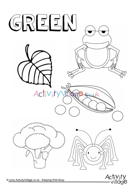 Green Things Colouring Page
