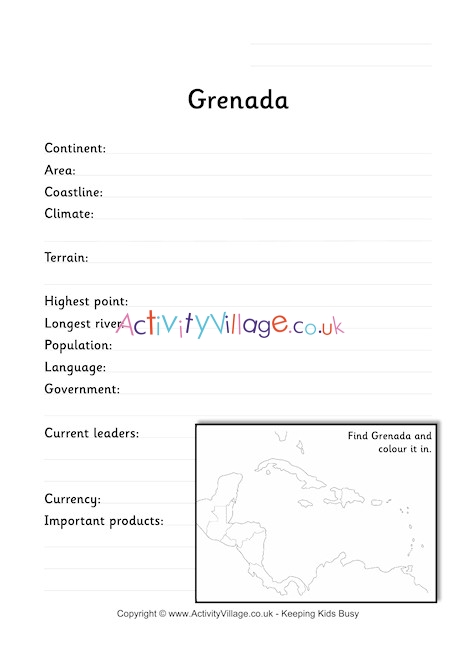Grenada Fact Worksheet
