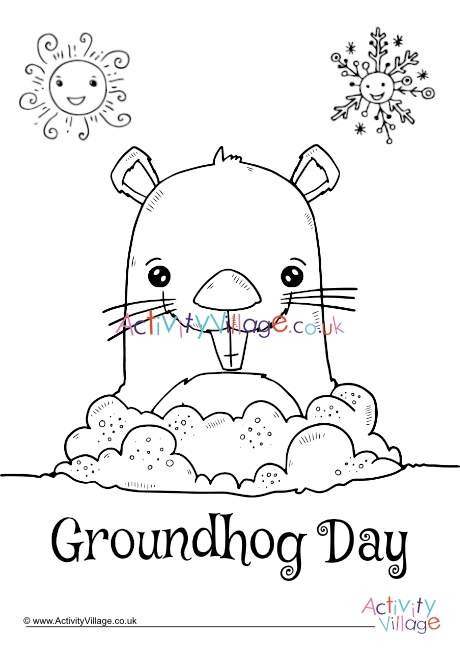 Groundhog Day colouring page 2