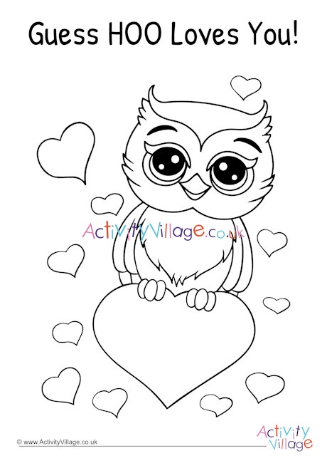 Guess Hoo Loves You colouring page