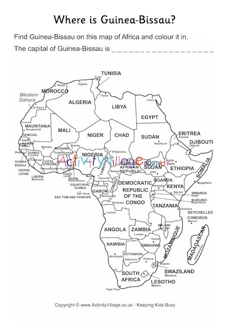 Guinea Bissau location worksheet