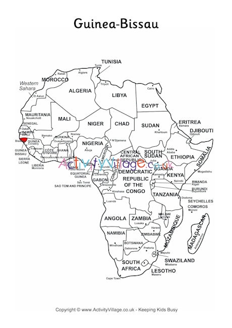 Guinea Bissau on Map of Africa