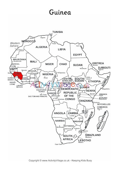 Guinea on Map of Africa