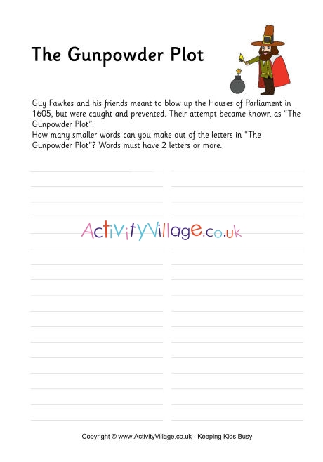 Gunpowder plot "how many words" puzzle