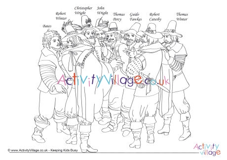 Gunpowder Plotters colouring page