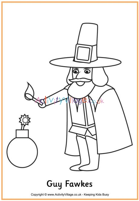 Guy fawkes colouring page