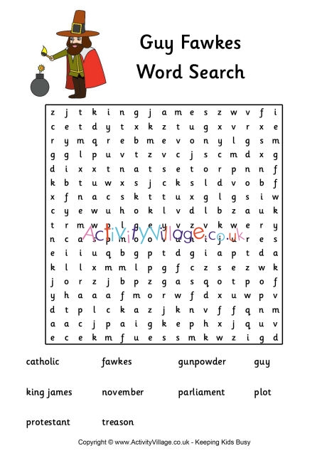 Guy fawkes word search