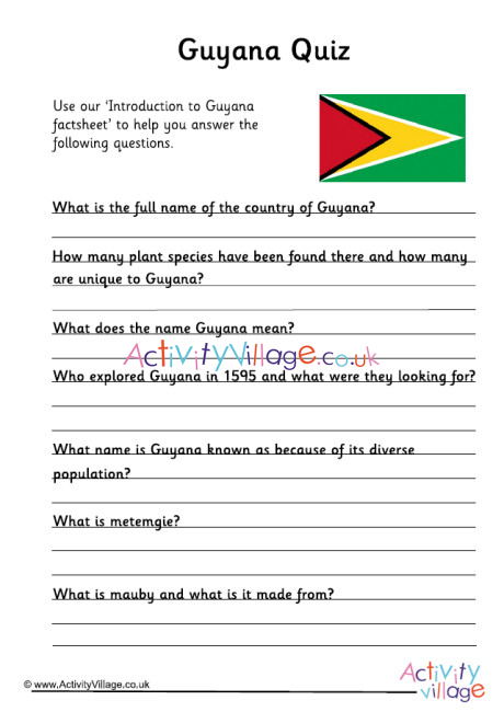 Guyana Quiz Guyana Quiz