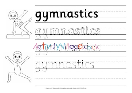 Gymnastics handwriting worksheet